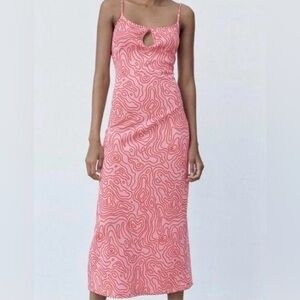 Zara Abstract Midi Dress w/ Keyhole Cutouts